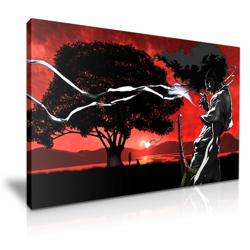 Afro samurai cartoon stretched - samurai,