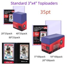 100/200/500/1000CT Standard 3"x4" Toploaders For 35pt Trading Sports Cards