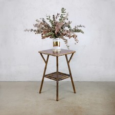 Antique Tiled Bamboo Two Tier Side Table Plant Stand #103017