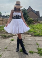 TWENTY8TWELVE White cotton layered mini thick strap skater dress 