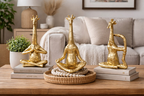 Set resin giraffes in a - of,