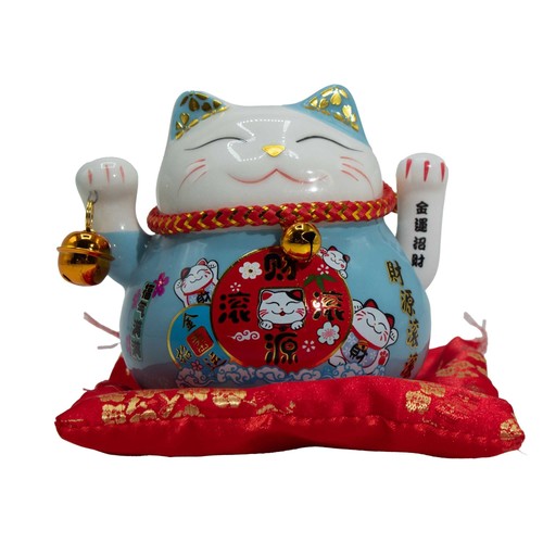 Ceramic money cat - moving, hand