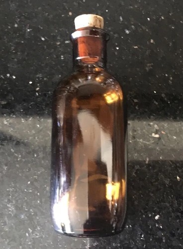 Vintage brown glass bottle - brown,