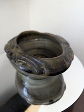 Bowl Iden Pottery Rye Unusual Shape Varying Colors Of Green And Black. Vintage