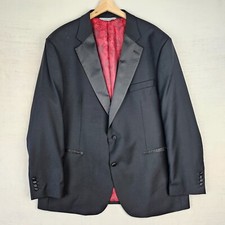 Samuel Windsor Mens Black Dinner Jacket  Blazer 100% Wool Suit Satin Lapel 48R