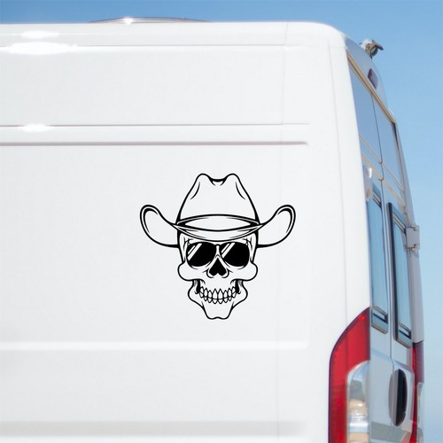 Skull cowboy hat sticker car - hat,