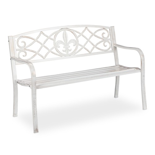 Ornate garden bench white - garden,