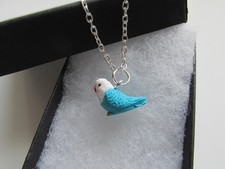 Handmade Miniature Blue Budgie Budgerigar Pet Bird Chain Necklace - Made in UK