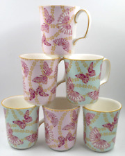 RARE NEW SET 6 ROYAL ALBERT ZANDRA RHODES MUGS BUTTERFLY MY FAVOURITE THINGS