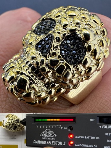 Gold nugget death skull ring - death,