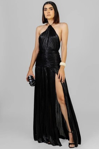 Women ruched backless zip maxi - backless,