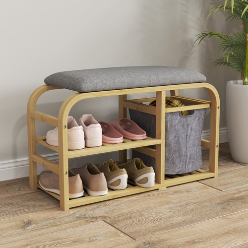 Bamboo shoe bench - with, cushion