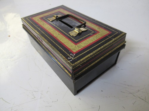 Vintage metal cash box tin - metal,