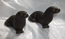 2 x Cold Cast Bronze Otter
