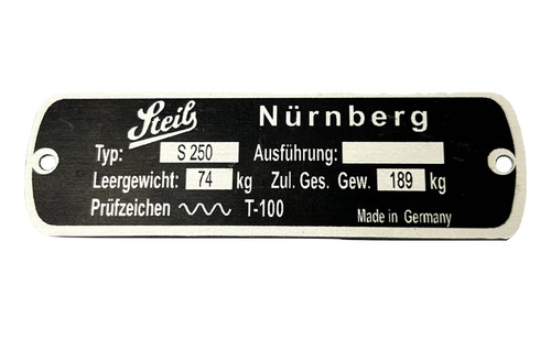 Steib nameplate s250 - steib,,