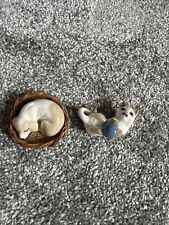 Rare 197O’s Szeiler England Small Ceramic Dog & Basket And A Small Szeiler Cat
