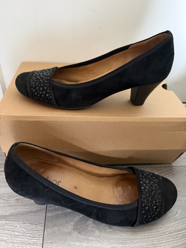 Gabor black suede court - gabor,