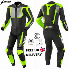 Mens Motorbike Racing Suit Motorcycle Two Piece Real Leather Suit CE Armours