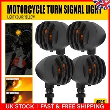 4x Black Motorcycle Bullet Turn Signal Light Bulb Indicators Amber Yellow 10mm