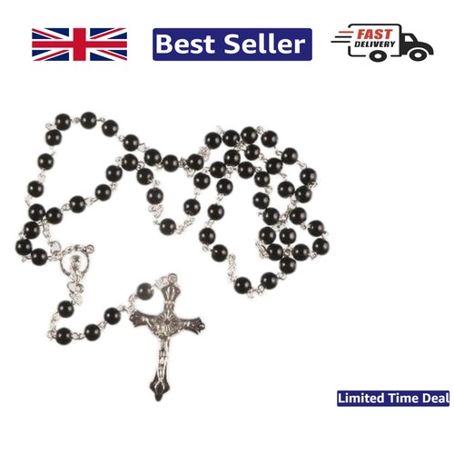 Elegant black glass rosary - elegant,