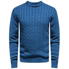 ZARA Mens Chunky Cable Knitted Thick Jumper Long Sleeve Crew Neck Heavy Sweater