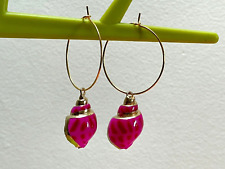 SHELL hoop EARRINGS hot pink mermaidcore shell 30mm gold plated pink