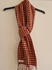 Joules Unisex Scarf. Red Beige. Check Pattern. Tassle. 170cm X 29cm