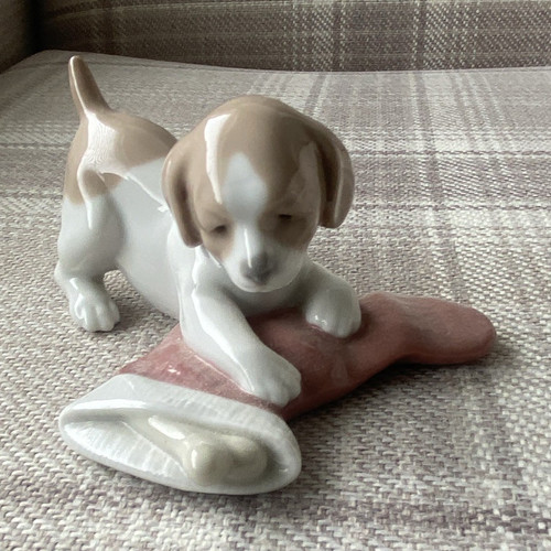 Glazed porcelain dog - porcelain, figurine