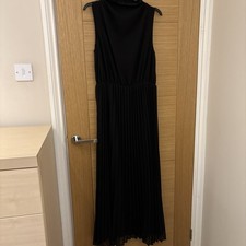 Karen Millen Pleated Black Sleeveless Open Back midi Dress Size 10 RRP £195