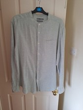 Mens Grandad Collarless Shirt  Size Large