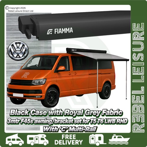 Fiamma f45s 00m black awning - 3.00m,
