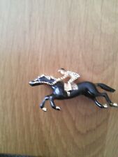 Vintage diamante jockey on racehorse black/gold colour