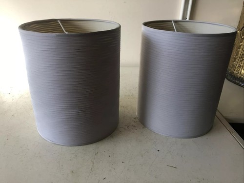 Old pair gray lamp shades - pair,