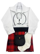 Robertson Red Tartan Baby Adjustable Kilt Outfit, Hose, Sporran 0-24 Months 