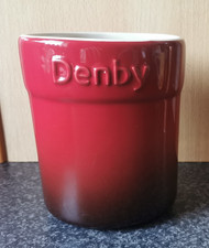 DENBY ~ UTENSIL JAR, CONTAINER ~ RED OMBRE ~ STONEWARE ~ 6" / 15.5cm