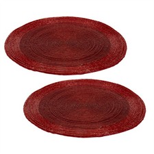 Set of Red Beaded Glass Placemats | Red Kitchen Dining Table Place Mats - 30cm