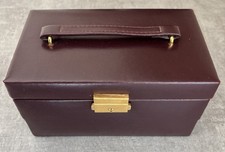  New Faux Red Leather Jewellery/Accessories box. Mirror, Key, 20x11x11cm. 