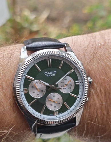 Casio green dial watch - green,