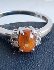 9ct White Gold Orange Sapphire