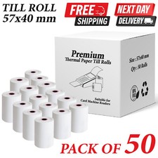 57x40 Thermal Roll Credit Card Machine Receipt Paper Till Rolls - 50 Rolls