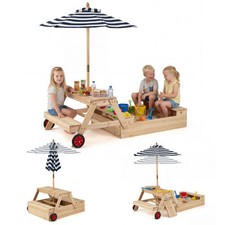 2-in-1 Wooden Sandbox with