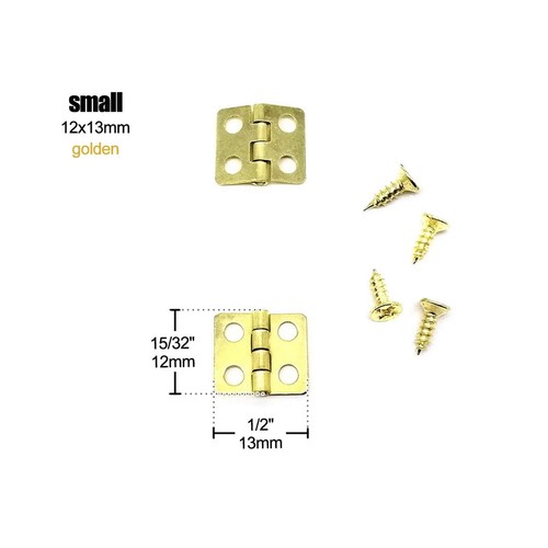 12x mini antique brass hinges - antique,