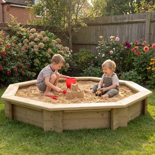 Wooden sandpit 6ft octagonal - sandpit,