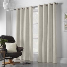 Pair of Curtains Velvet Chenille Cream 56 x 90 in Plain RRP £49 2NDS RETURNS 108