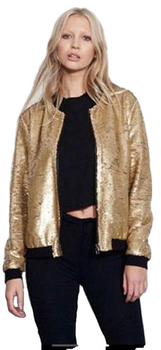 Ladies sequin glitter bomber - sequin,