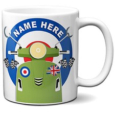 Personalised Green Vespa Mug Scooter Mod Biker Dad Grandad Gift KSU55