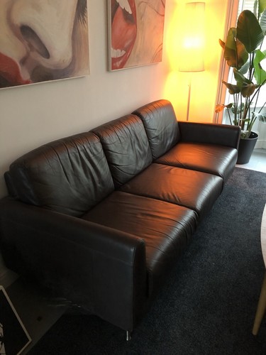 Seater brown leather sofa - brown,