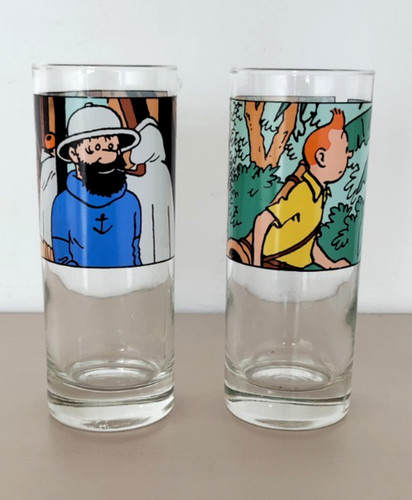 Pair vintage tintin highball - pair,
