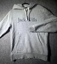 Jack Wills Rixon Heritage Hoodie Mens Small Grey Marl Fleece Lined Pullover
