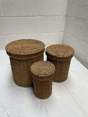 Round woven seagrass wicker - 3,